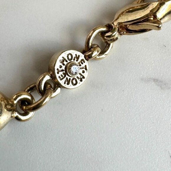 Vintage Monet Twisted Rope Gold-Tone Chain Necklace with Secure Clasp & Hallmark - Picture 3 of 7